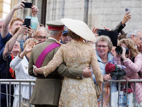 King Philippe - Filip of Belgium, Queen Mathilde of Belgium and are seen outside the church after the Te Deum mass, on the occasion of the Belgian National Day, at the Saint Michael and Saint Gudula Cathedral (Cathedrale des Saints Michel et Gudule Sint-Michiels- en Sint-Goedele kathedraal) in Brussels, Tuesday 21 July 2026.  BENOITxDOPPAGNE 181659325
