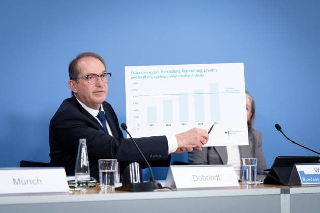 Bundesinnenminister, Alexander Dobrindt Bundeslagebild Sexualdelikte zum Nachteil von Kindern und Jugendlichen 2025 , Berlin, Bundespressekonferenz, Bundesinnenminister, Alexander Dobrindt Berlin Berlin GER *** Federal Minister of the Interior, Alexander Dobrindt; Federal Report on Sexual Offenses Against Children and Adolescents 2025; Berlin; Federal Press Conference; Federal Minister of the Interior, Alexander Dobrindt; Berlin; Berlin; GER