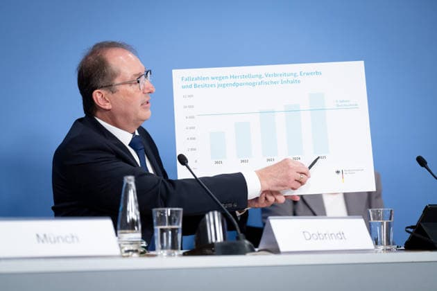 Bundesinnenminister, Alexander Dobrindt Bundeslagebild Sexualdelikte zum Nachteil von Kindern und Jugendlichen 2025 , Berlin, Bundespressekonferenz, Bundesinnenminister, Alexander Dobrindt Berlin Berlin GER *** Federal Minister of the Interior, Alexander Dobrindt; Federal Report on Sexual Offenses Against Children and Adolescents 2025; Berlin; Federal Press Conference; Federal Minister of the Interior, Alexander Dobrindt; Berlin; Berlin; GER