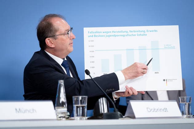Bundesinnenminister, Alexander Dobrindt Bundeslagebild Sexualdelikte zum Nachteil von Kindern und Jugendlichen 2025 , Berlin, Bundespressekonferenz, Bundesinnenminister, Alexander Dobrindt Berlin Berlin GER *** Federal Minister of the Interior, Alexander Dobrindt; Federal Report on Sexual Offenses Against Children and Adolescents 2025; Berlin; Federal Press Conference; Federal Minister of the Interior, Alexander Dobrindt; Berlin; Berlin; GER