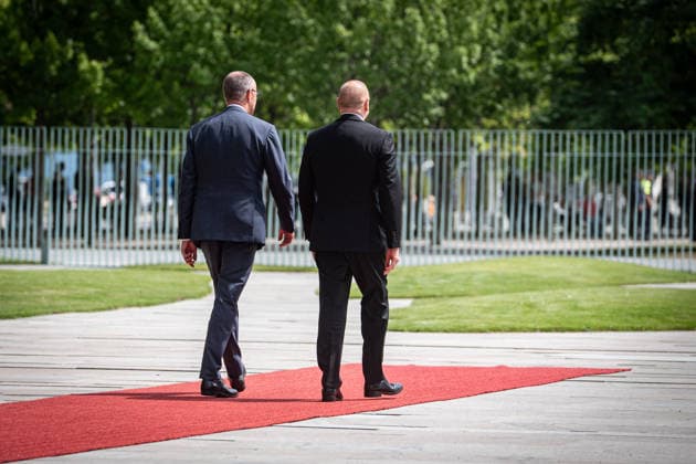 Berlin, Friedrich Merz trifft Ilham Alijew im Bundeskanzleramt Bundeskanzler Friedrich Merz (CDU) trifft Präsidenten der Republik Aserbaidschan Ilham Alijew am 21.07.2026 im Bundeskanzleramt in Berlin. Berlin Bundeskanzleramt Berlin Deutschland *** Berlin: Friedrich Merz Meets Ilham Aliyev at the Federal Chancellery; Federal Chancellor Friedrich Merz (CDU) meets with Ilham Aliyev, President of the Republic of Azerbaijan, on July 21, 2026, at the Federal Chancellery in Berlin; Berlin; Federal Chancellery; Berlin, Germany