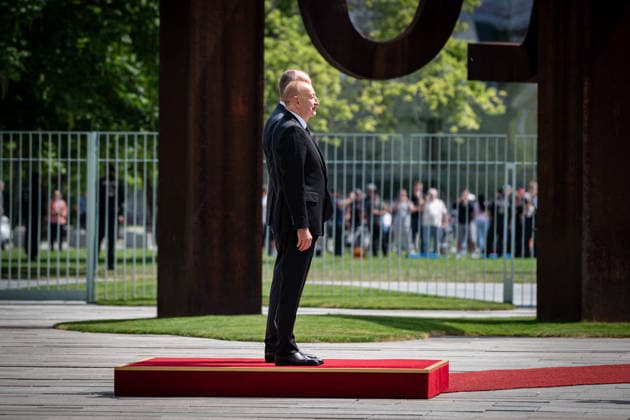 Berlin, Friedrich Merz trifft Ilham Alijew im Bundeskanzleramt Bundeskanzler Friedrich Merz (CDU) trifft Präsidenten der Republik Aserbaidschan Ilham Alijew am 21.07.2026 im Bundeskanzleramt in Berlin. Berlin Bundeskanzleramt Berlin Deutschland *** Berlin: Friedrich Merz Meets Ilham Aliyev at the Federal Chancellery; Federal Chancellor Friedrich Merz (CDU) meets with Ilham Aliyev, President of the Republic of Azerbaijan, on July 21, 2026, at the Federal Chancellery in Berlin; Berlin; Federal Chancellery; Berlin, Germany