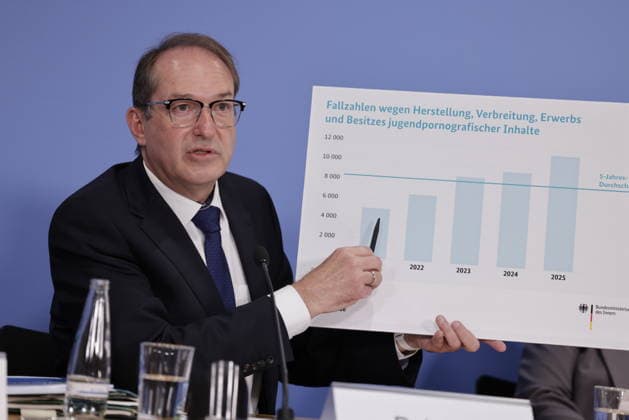 Bundesminister des Innern Alexander Dobrindt, Deutschland, Berlin, Bundespressekonferenz, Thema: Bundeslagebild Sexualdelikte zum Nachteil von Kindern und Jugendlichen 2025 *** Federal Minister of the Interior Alexander Dobrindt, Germany, Berlin, Federal Press Conference, Topic: National Overview of Sexual Offenses Against Children and Adolescents in 2025