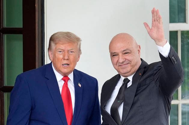 Donald Trump welcomes Joseph Aoun - Washington US President Donald Trump greets Lebanese President Joseph Aoun before their meeting at to the White House in Washington on July 21, 2026. Photo by Yuri Gripas ABACAPRESS.COM Washington DC United States  Copyright: xGripasxYuri ABACAx
