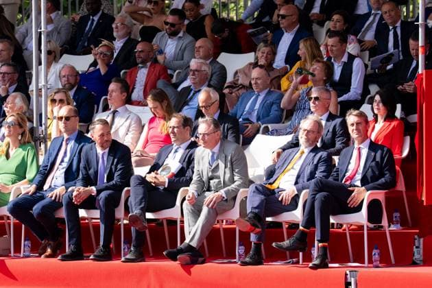 Belgium Ministers pictured during the military and civilian parade on the Belgian National Day, in Brussels, Tuesday 21 July 2026. This parade pays tribute to our Belgium s security and emergency services, such as the army, police, fire brigade or civil protection. MARIUS BURGELMAN  MariusxBurgelman 181685983