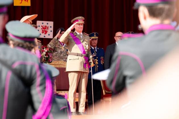 King Philippe - Filip of Belgium pictured during the military and civilian parade on the Belgian National Day, in Brussels, Tuesday 21 July 2026. This parade pays tribute to our Belgium s security and emergency services, such as the army, police, fire brigade or civil protection. MARIUS BURGELMAN  MariusxBurgelman 181686106