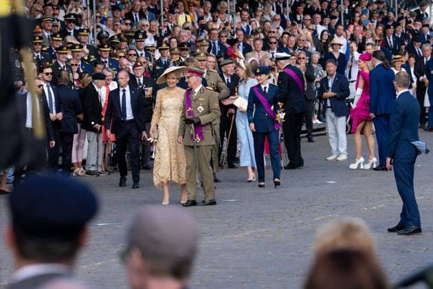 Belgium royal family pictured during the military and civilian parade on the Belgian National Day, in Brussels, Tuesday 21 July 2026. This parade pays tribute to our Belgium s security and emergency services, such as the army, police, fire brigade or civil protection. MARIUS BURGELMAN  MariusxBurgelman 181686151
