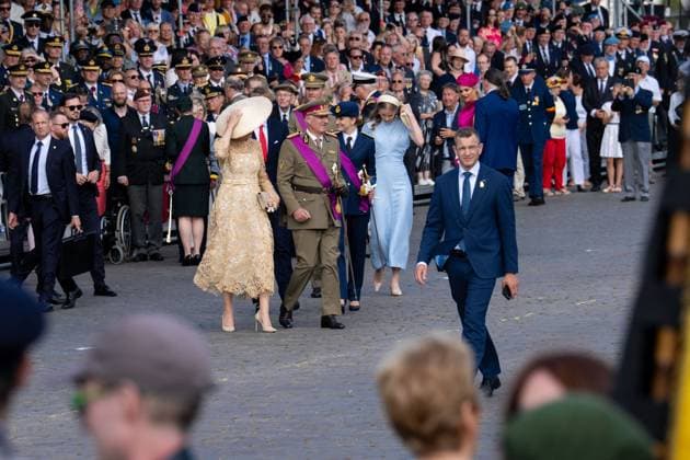 Belgium royal family pictured during the military and civilian parade on the Belgian National Day, in Brussels, Tuesday 21 July 2026. This parade pays tribute to our Belgium s security and emergency services, such as the army, police, fire brigade or civil protection. MARIUS BURGELMAN  MariusxBurgelman 181686168