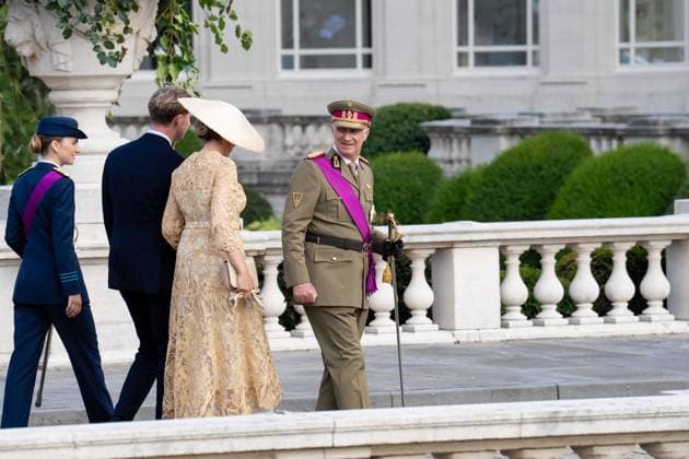 King Philippe - Filip of Belgium and Queen Mathilde of Belgium pictured during the military and civilian parade on the Belgian National Day, in Brussels, Tuesday 21 July 2026. This parade pays tribute to our Belgium s security and emergency services, such as the army, police, fire brigade or civil protection. MARIUS BURGELMAN  MariusxBurgelman 181686204
