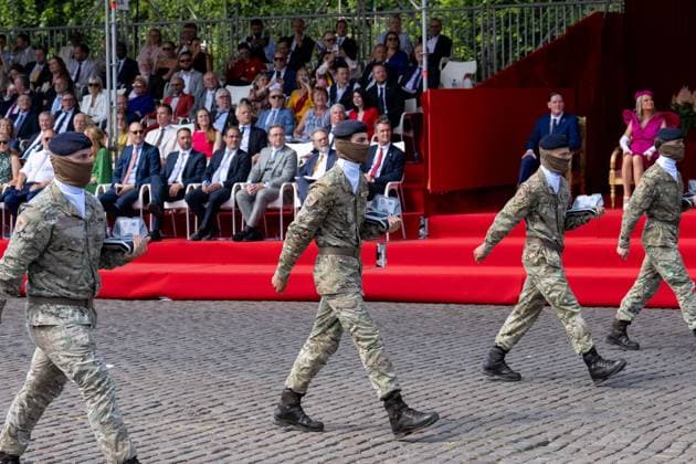 the military and civilian parade on the Belgian National Day, in Brussels, Tuesday 21 July 2026. This parade pays tribute to our Belgium s security and emergency services, such as the army, police, fire brigade or civil protection. MARIUS BURGELMAN  MariusxBurgelman 181686348