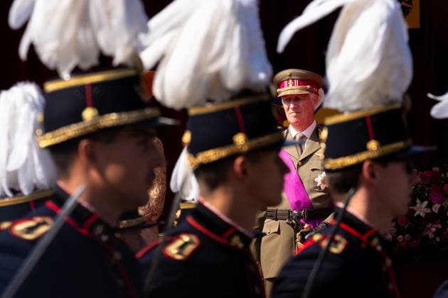 King Philippe - Filip of Belgium pictured during the military and civilian parade on the Belgian National Day, in Brussels, Tuesday 21 July 2026. This parade pays tribute to our Belgium s security and emergency services, such as the army, police, fire brigade or civil protection. MARIUS BURGELMAN  MariusxBurgelman 181689986