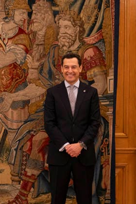 Juan Manuel Moreno Bonilla arrives at Zarzuela Palace for his audience with King Felipe VI. July 21, 2026. (202607211688)
