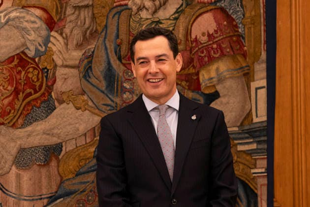 Juan Manuel Moreno Bonilla arrives at Zarzuela Palace for his audience with King Felipe VI. July 21, 2026. (202607211689)