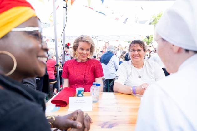 Everyone to the Table - Tout le monde à table BRUSSELS, BELGIUM - JULY 21 : King Philippe of Belgium, Queen Mathilde of Belgium, Prince Emmanuel of Belgium, Prince Gabriel of Belgium, Princess Eleonore of Belgium, Princess Elisabeth of Belgium attend the Tout le Monde à Table (Everyone to the Table), a Resto National initiative at Place du Jeu de Balle for the national Day 2026 on July 21, 2026 in Brussels, Belgium, 21 07 2026 Brussels Belgium  Copyright: xXpix