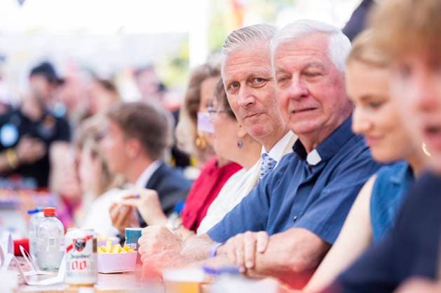 Resto National - National Day 2026 BRUSSELS, BELGIUM - JULY 21 : King Philippe of Belgium, Queen Mathilde of Belgium, Prince Emmanuel of Belgium, Prince Gabriel of Belgium, Princess Eleonore of Belgium, Princess Elisabeth of Belgium attend the Tout le Monde à Table (Everyone to the Table), a Resto National initiative at Place du Jeu de Balle for the national Day 2026 on July 21, 2026 in Brussels, Belgium, 21 07 2026 Brussels Belgium  Copyright: xXpix
