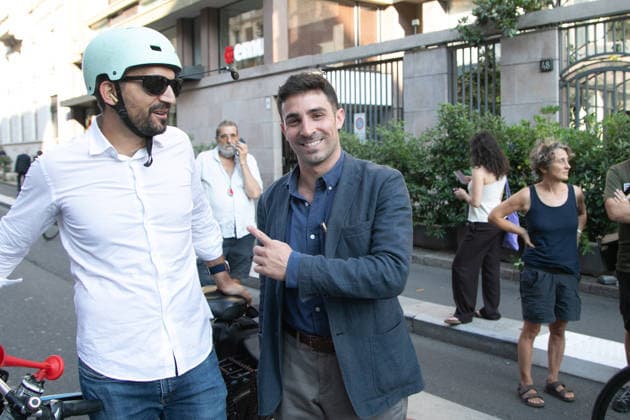 IPA86874866 - Milan, July 21, 2026, Largo 11 Settembre: A rally in front of the Prefecture that later turned into a Sicobas march in memory of Abderrahim Fakir, who died in Bologna following police intervention. Pictured: Lorenzo Pacini, mayoral candidate  Copyright: xFrancescoxEnriquezx xFrancescoxEnriquezx 86874866