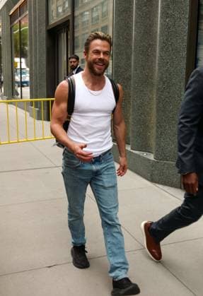 Derek Hough At GMA3 New York, NY- July 21: Dancing with the Stars Judge Derek Hough arrives for GMA3 on July 21st, 2026. Credit: Camara Porter AdMedia EDITORIAL USE ONLY  Copyright: xx CamaraxPorterx xAdMediax admphotosthree007037