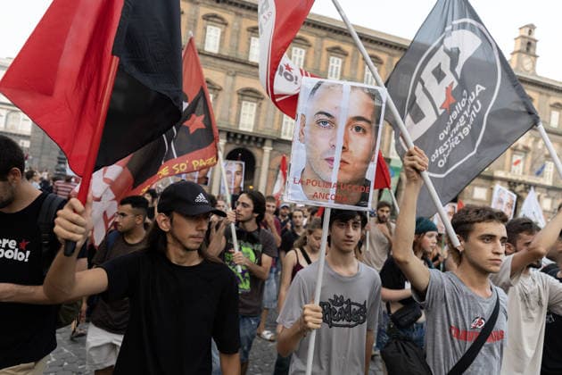 Demonstration in Naples to demand justice and truth after the death of Abderrahim Fakir NAPLES, ITALY - JULY 21: People gather during a demonstration to demand justice and truth for Abderrahim Fakir who died in circumstances yet to be clarified on Naples, Italy on July 21, 2026. Abderrahim Fakir, a 42-year-old man of Moroccan origin, died after being stopped and then pinned to the ground by two police officers on July 19, 2026 in Bologna. In a video, he can be heard screaming, Help, enough! . Iso Ekle Anadolu Naples Italy. Editorial use only. Please get in touch for any other usage.  Copyright: x2026xAnadoluxIsoxEklex