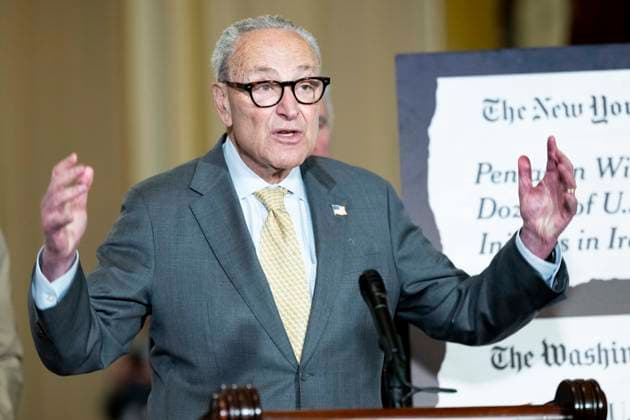 July 21, 2026, Washington, District Of Columbia, USA: Senate Minority Leader CHUCK SCHUMER (D-NY) speaking at a press conference at the U.S. Capitol in Washington, DC. Washington USA - ZUMAb161 20260721_aap_b161_045 Copyright: xMichaelxBrochsteinx