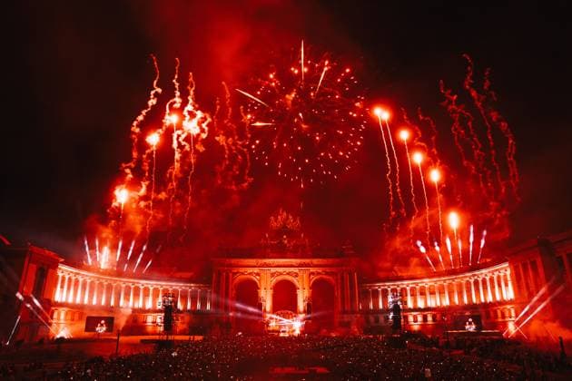 a concert and show with fireworks, laser and drones, at the end of the celebrations on the Belgian National Day, Tuesday 21 July 2026 in the Parc du Cinquantenaire - Jubelpark. MARIUS BURGELMAN  MariusxBurgelman 181702980