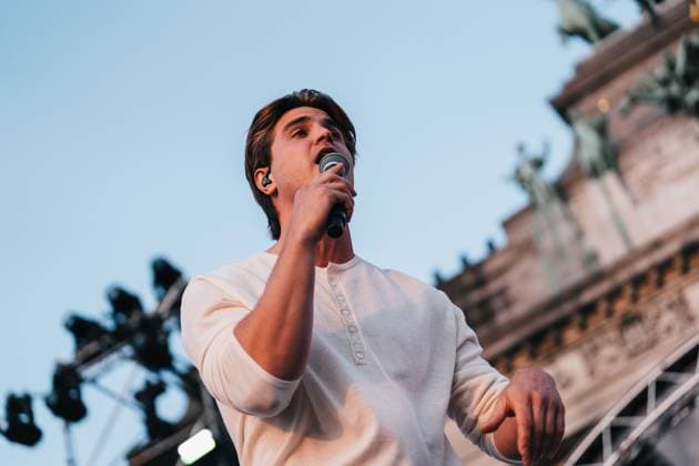 MAKSIM pictured during a concert and show with fireworks, laser and drones, at the end of the celebrations on the Belgian National Day, Tuesday 21 July 2026 in the Parc du Cinquantenaire - Jubelpark. MARIUS BURGELMAN  MariusxBurgelman 181705200