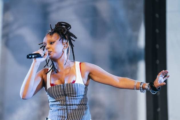 Camille Yembe pictured during a concert and show with fireworks, laser and drones, at the end of the celebrations on the Belgian National Day, Tuesday 21 July 2026 in the Parc du Cinquantenaire - Jubelpark. MARIUS BURGELMAN  MariusxBurgelman 181705326