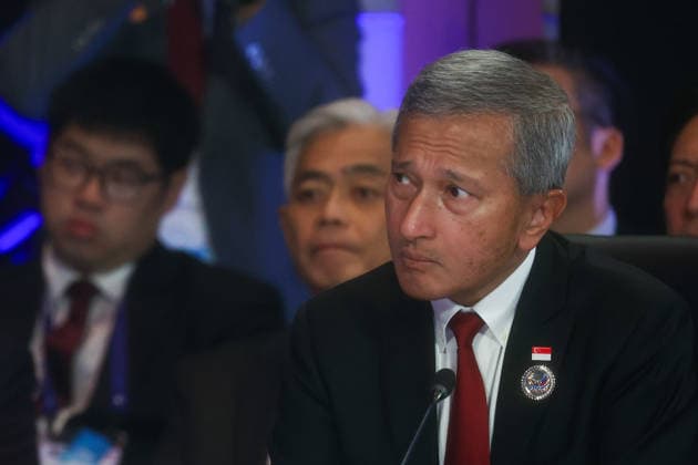 ASEAN Foreign Ministers Meeting in Philippines METRO MANILA, PHILIPPINES - JULY 22: Singapore Foreign Minister Vivian Balakrishnan attends a meeting as part of the ASEAN Foreign Ministers Meeting in Pasay City, Metro Manila, Philippines, on July 22, 2026. The week-long summit, which runs through July 24, brings together foreign ministers and senior diplomats from ASEAN member states and major powers to discuss geopolitical challenges, energy security, trade, food security, security cooperation, the Myanmar civil war and the Five-Point Consensus, as well as the impact of the US-Iran conflict. Daniel Ceng Anadolu Metro Manila Philippines. Editorial use only. Please get in touch for any other usage.  Copyright: x2026xAnadoluxDanielxCengx