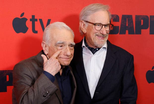 Martin Scorsese and Steven Spielberg arrive on the red carpet for Apple TV s Cape Fear New York Screening at DGA Theater on Tuesday, July 21, 2026 in New York City.  NYP20260721105 JOHNxANGELILLO