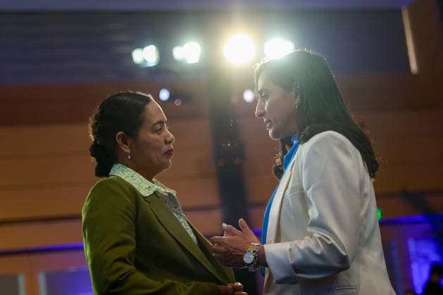 ASEAN Foreign Ministers Meeting in Philippines METRO MANILA, PHILIPPINES - JULY 22: Canadian Foreign Minister Anita Anand (R) talks with a diplomat during a meeting between ASEAN and Canadian foreign ministers, as part of the ASEAN foreign ministers summit, in Pasay City, Metro Manila, Philippines, on July 22, 2026. The week-long summit, which will run through July 24, gathers foreign ministers and top diplomats from ASEAN nations and major powers to discuss issues surrounding geopolitical challenges, energy supplies, trade, food, security cooperation, Myanmar civil war and the Five-Point Consensus, as well as and the impacts of US-Iran conflict. Daniel Ceng Anadolu Metro Manila Philippines. Editorial use only. Please get in touch for any  Copyright: x2026xAnadoluxDanielxCengx