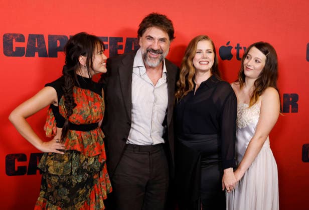 Malia Pyles, Javier Bardem, Amy Adams and Lily Collias arrive on the red carpet for Apple TV s Cape Fear New York Screening at DGA Theater on Tuesday, July 21, 2026 in New York City.  NYP20260721110 JOHNxANGELILLO