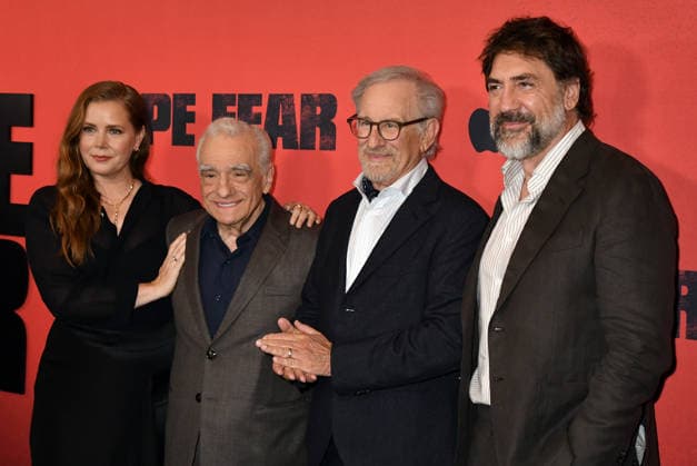 NEW YORK, NY - JULY 21: Amy Adams, Martin Scorsese, Steven Spielberg and Javier Bardem at the Apple TV Cape Fear Finale Event on July 21, 2026 at DGA Theater in New York City. Copyright: xmpi099 MediaPunchx
