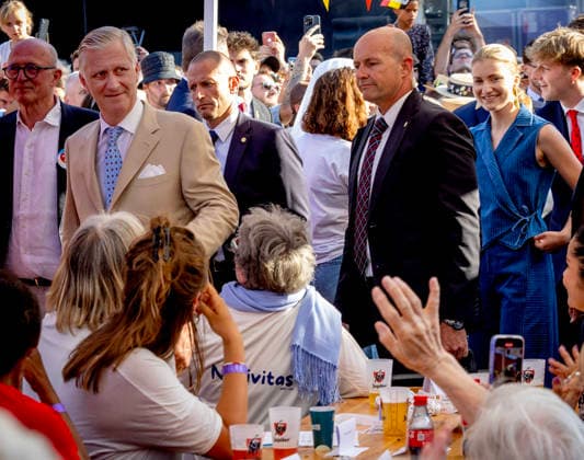 21-07-2026 Resto Crown Princess Elisabeth and King Philippe - Filip during the Everyone to the Table initiative by Resto National at Vossenplein - Place du Jeu de Balle, as part of the National Holiday in Brussels Â  Copyright: xPPEx