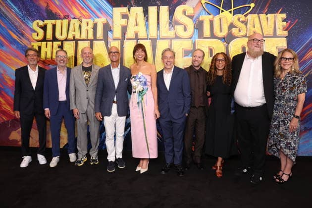 Los Angeles CA July 21: Chuck Lorre, Bill Prady, Zak Penn, guest, Lauren Lapkus, John Ross Bowie, Kevin Sussman, Channing Dungey, Brian Posehn at the premiere of Stuart Fails to Save the Universe at The Academy Museum of Motion Pictures in Los Angeles on July 21, 2026. Credit: USA - ZUMAa123 20260721_zaa_a123_315 Copyright: xAdMediax