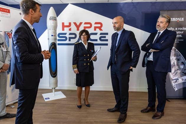 Benjamin Haddad Visiting Hyprspace - Le Haillan Minister Delegate for Europe Benjamin Haddad visits French aerospace start-up HyPrSpace, specialized in hybrid propulsion and space launch vehicles near Bordeaux in Le Haillan, France, on July 21, 2026. Photo by Margot Le Gonidec ABACAPRESS.COM Le Haillan France  Copyright: xLexGonidecxMargot ABACAx