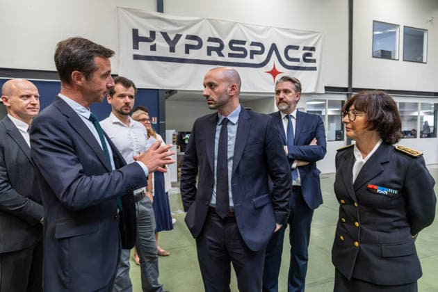 Benjamin Haddad Visiting Hyprspace - Le Haillan Minister Delegate for Europe Benjamin Haddad visits French aerospace start-up HyPrSpace, specialized in hybrid propulsion and space launch vehicles near Bordeaux in Le Haillan, France, on July 21, 2026. Photo by Margot Le Gonidec ABACAPRESS.COM Le Haillan France  Copyright: xLexGonidecxMargot ABACAx