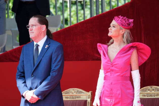RECORD DATE NOT STATED Belgium s National Day 2026: James O Hare (L) and Princess Delphine of Belgium (R) attend Belgium s National Day on July 21, 2026, in Brussels, Belgium. Belgium’s National Day on July 21 commemorates the coronation of King Leopold I as the country’s first monarch in 1831, when he swore allegiance to the constitution and established Belgium’s constitutional monarchy following the Belgian Revolution of 1830. Although the holiday was originally celebrated on September 27 to mark the expulsion of Dutch forces, it was officially moved to July 21 and first observed on that date in 1890. Brussels, Quartier Royal, Brussels-Capital Region, Belgium  Copyright: xMonassexT Andia.frx 462780