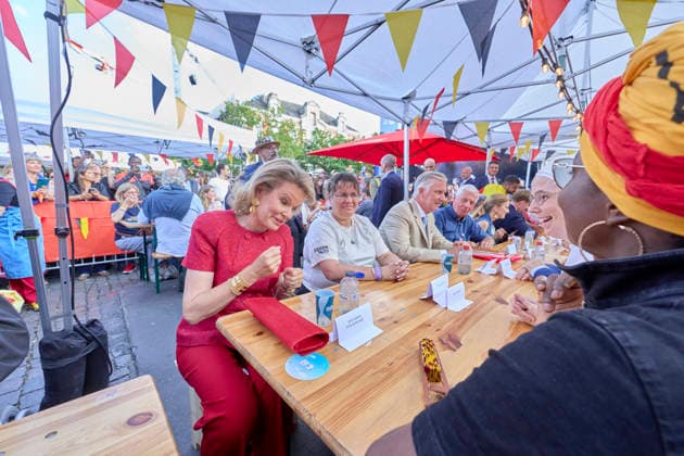 Belgian Royal Family Attends Resto National - Brussels King Philippe, Queen Mathilde, and their children—Princes Gabriel and Emmanuel and Princesses Elisabeth and Eleonore—attend the Resto National at the Place du Jeu de Balle in Brussels, Belgium on July 21, 2026, as the royal family participates in the event for the first time in 15 years, offering affordable meals of mussels and fries to people on modest incomes. Photo by Olivier Polet ABACAPRESS.COM Brussels Belgium  Copyright: xPoletxOlivier ABACAx