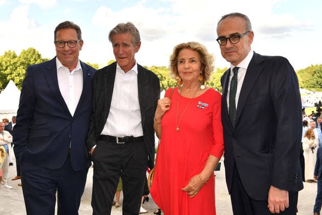 Robert Poelzer, Bernd Schadewald, Michaela May und Fausto Panebianco beim Sommerempfang vom Bayerischen Landtag am 21.07.2026 auf Schloss Schleissheim bei Muenchen Robert Poelzer (Editor in Chief of Bunte), Bernd Schadewald, Michaela May and Fausto Panebianco (Consul General of Italy) attend the summer reception of the Bavarian State Parliament (Sommerempfang des Bayerischen Landtags) at Schleissheim Palace (Schloß Schleißheim) on July 21, 2026 in Oberschleißheim near Munich, Germany Sommerempfang 2026 vom Bayerischen Landtag auf Schloss Schleissheim bei Muenchen *** Robert Poelzer, Bernd Schadewald, Michaela May, and Fausto Panebianco at the Bavarian State Parliament’s summer reception on July 21, 2026, at Schleissheim Palace near Mu 