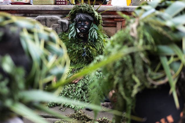 Ngerebeg ritual, a colorful tradition in Bali BALI, INDONESIA - JULY 22: Locals with painted bodies participate in the Ngerebeg ritual, a colorful traditional procession believed to expel evil spirits and bad luck from the village, on July 22, 2026 in Bali, Indonesia. Participants paint their bodies to resemble astral beings as they pray and march through the village. Johannes P. Christo Anadolu Bali Indonesia. Editorial use only. Please get in touch for any other usage.  Copyright: x2026xAnadoluxJohannesxP.xChristox