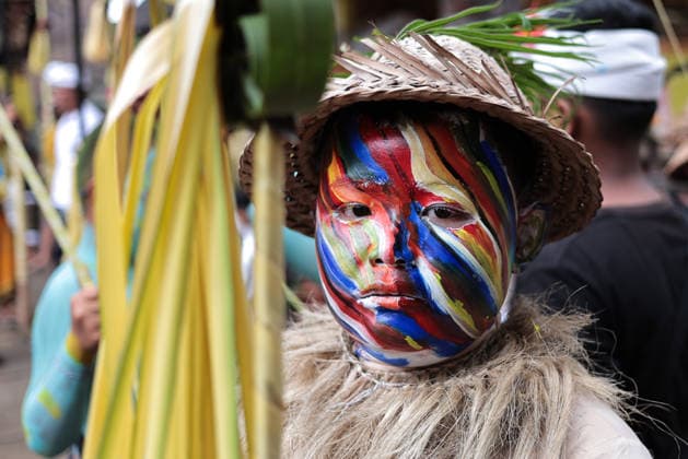 Ngerebeg ritual, a colorful tradition in Bali BALI, INDONESIA - JULY 22: Locals with painted bodies participate in the Ngerebeg ritual, a colorful traditional procession believed to expel evil spirits and bad luck from the village, on July 22, 2026 in Bali, Indonesia. Participants paint their bodies to resemble astral beings as they pray and march through the village. Johannes P. Christo Anadolu Bali Indonesia. Editorial use only. Please get in touch for any other usage.  Copyright: x2026xAnadoluxJohannesxP.xChristox