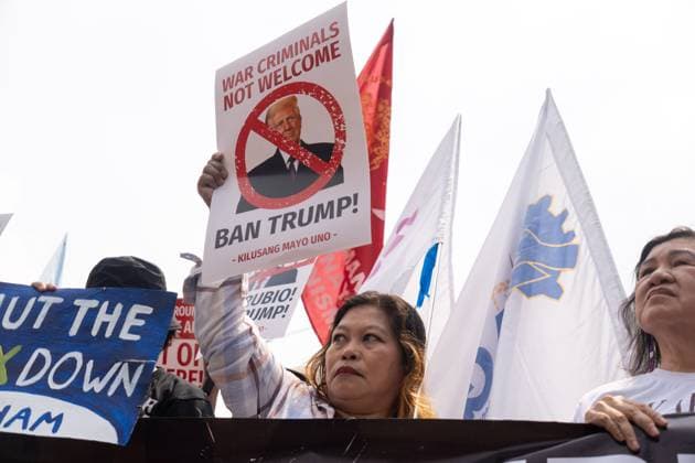 July 22, 2026, Pasay City, Philippines: PASAY Pasay City, PHILIPPINES Ã¢â‚¬ JULY 22, 2026: Protesters from the progressive alliance Bagong Alyansang Makabayan (Bayan) were dispersed by police after attempting to hold a demonstration outside the Philippine International Convention Center (PICC) in Pasay City, where the 59th ASEAN Foreign Ministers Meeting is being held from July 20Ã¢â‚¬24, 2026. The protest sought to condemn the presence of US Secretary of State Marco Rubio, whom demonstrators labeled a war criminal over his alleged role in US military actions abroad. Pasay City Philippines - ZUMAq101 20260722_zna_q101_012 Copyright: xCharlesxEdmonxS.xPerezx