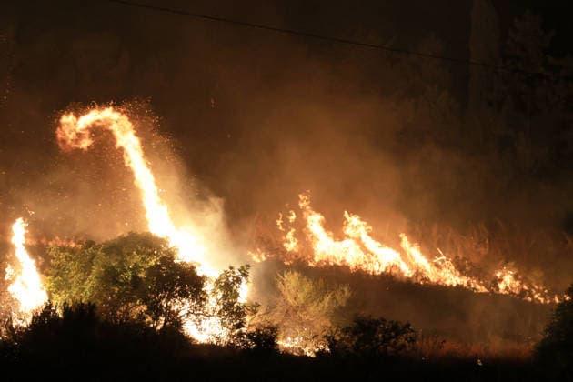 Wildfires continue in Italian island of Sicily PALERMO, ITALY - JULY 22: Wildfires that broke out in several parts of the Italian island of Sicily continue overnight, fueled by strong winds, as firefighters, civil protection teams and forestry crews press on with efforts to contain the blazes near Palermo, Sicily, Italy on July 22, 2026. The wildfires, which started yesterday on the slopes of Mount Longa near the city of Palermo, spread rapidly due to the wind and burned throughout the night. Alberto Lo Bianco Anadolu Palermo Italy. Editorial use only. Please get in touch for any other usage.  Copyright: x2026xAnadoluxAlbertoxLoxBiancox