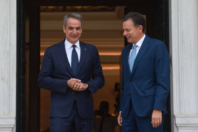 Kyriakos Mitsotakis - Luis Montenegro meeting in Athens ATHENS, GREECE - JULY 22: Greek Prime Minister Kyriakos Mitsotakis welcomes Portuguese Prime Minister Luis Montenegro at Maximos Mansion in Athens, Greece, on July 22, 2026. Costas Baltas Anadolu Athens Greece. Editorial use only. Please get in touch for any other usage.  Copyright: x2026xAnadoluxCostasxBaltasx