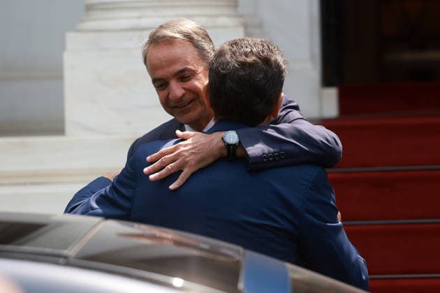 Kyriakos Mitsotakis - Luis Montenegro meeting in Athens ATHENS, GREECE - JULY 22: Greek Prime Minister Kyriakos Mitsotakis welcomes Portuguese Prime Minister Luis Montenegro at Maximos Mansion in Athens, Greece, on July 22, 2026. Costas Baltas Anadolu Athens Greece. Editorial use only. Please get in touch for any other usage.  Copyright: x2026xAnadoluxCostasxBaltasx
