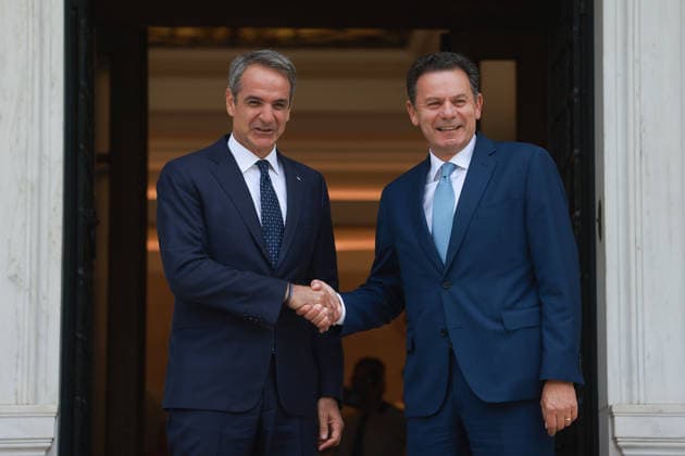 Kyriakos Mitsotakis - Luis Montenegro meeting in Athens ATHENS, GREECE - JULY 22: Greek Prime Minister Kyriakos Mitsotakis welcomes Portuguese Prime Minister Luis Montenegro at Maximos Mansion in Athens, Greece, on July 22, 2026. Costas Baltas Anadolu Athens Greece. Editorial use only. Please get in touch for any other usage.  Copyright: x2026xAnadoluxCostasxBaltasx