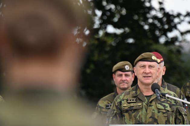 Lieutenant General Vaclav Vlcek speaks at the ceremonial handover of command of Czech Army Operations Command on July 22, 2026, in Prague, Czech Republic. Lieutenant General Vaclav Vlcek symbolically handed over command to Major General Jaroslav Mika who assumes position on August 1, 2026. (CTKxPhoto KaterinaxSulova) CTKPhotoP2026072202985  CTKPhotoP2026072202985