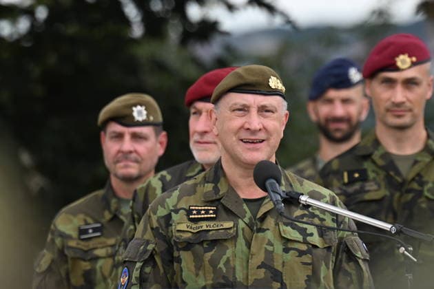 Lieutenant General Vaclav Vlcek speaks at the ceremonial handover of command of Czech Army Operations Command on July 22, 2026, in Prague, Czech Republic. Lieutenant General Vaclav Vlcek symbolically handed over command to Major General Jaroslav Mika who assumes position on August 1, 2026. (CTKxPhoto KaterinaxSulova) CTKPhotoP2026072202998  CTKPhotoP2026072202998
