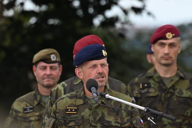 Major General Jaroslav Mika speaks at the ceremonial handover of command of Czech Army Operations Command on July 22, 2026, in Prague, Czech Republic. Lieutenant General Vaclav Vlcek symbolically handed over command to Major General Jaroslav Mika who assumes position on August 1, 2026. (CTKxPhoto KaterinaxSulova) CTKPhotoP2026072203068  CTKPhotoP2026072203068