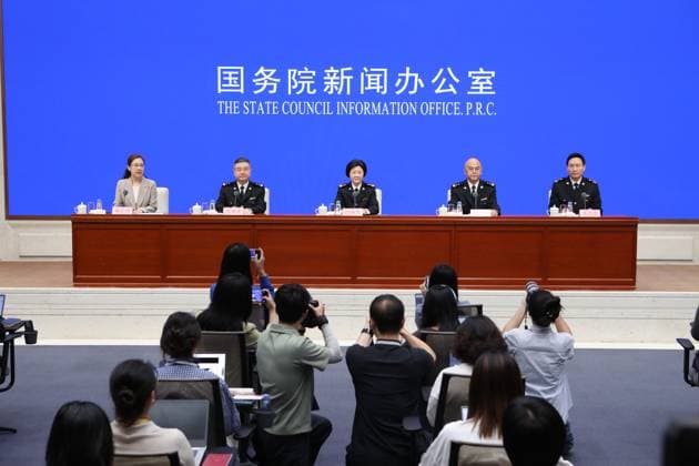 BEIJING, CHINA - JULY 22: The State Council Information Office (SCIO) holds a press conference on implementing the 15th Five-Year Plan (2026-2030), accelerating customs modernization, and contributing to building China into a leading trading nation on July 22, 2026 in Beijing, China. A total of 140 million people in China made purchases through cross-border e-commerce platforms in the first half (H1) of 2026, with exports via overseas warehouses surging 3.3-fold, the country s top customs official said on July 22.  Copyright: xVCGx 111655736042