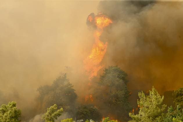 Forest Fire Breaks Out in Fethiye MUGLA, TURKIYE - JULY 22: Firefighting crews work to contain a forest fire in the Fethiye district of Mugla, Turkiye, on July 22, 2026. Ali Riza Akkir Anadolu Mugla Turkey. Editorial use only. Please get in touch for any other usage.  Copyright: x2026xAnadoluxAlixRizaxAkkirx